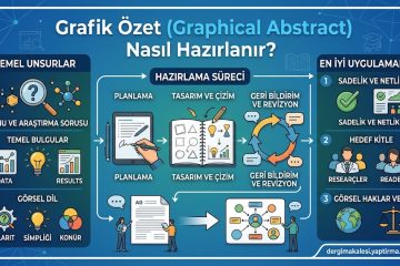 Infographic showing steps to prepare a graphical abstract: key elements, process flow from planning to design and revision, and best practices for clarity, audience, and attribution.